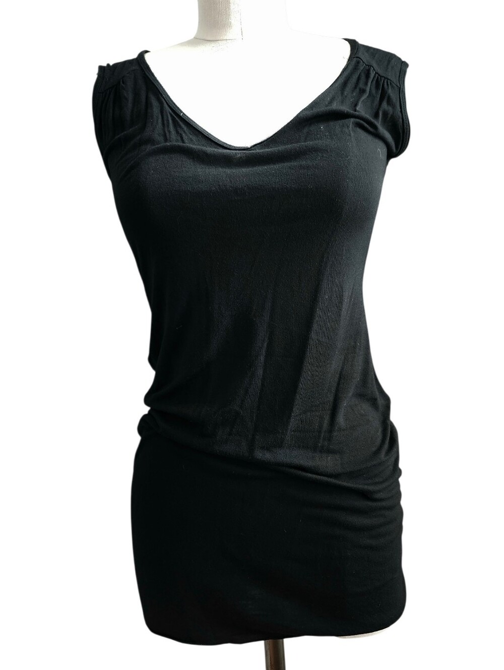 Vintage La Redoute Black Viscose V-Neck Top Size Small 90s Y2K Whimsygoth